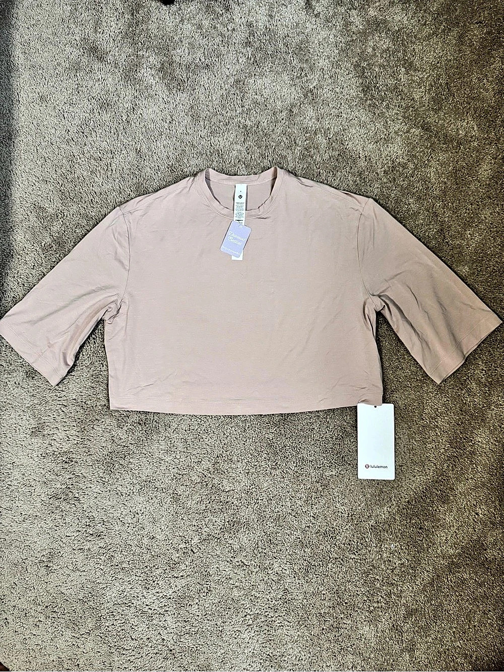 💕 Lululemon Modal Relaxed-Fit Cropped Short Sleeve – Misty Shell 💕